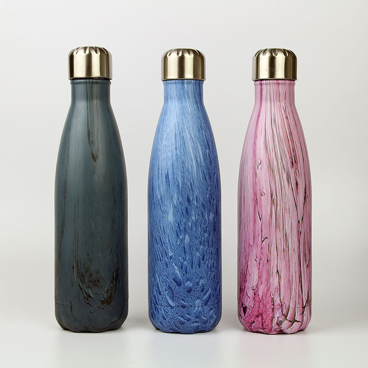 Wood Grain Stainless Steel Thermos 500ml – 304 Steel, 12-24h Insulation