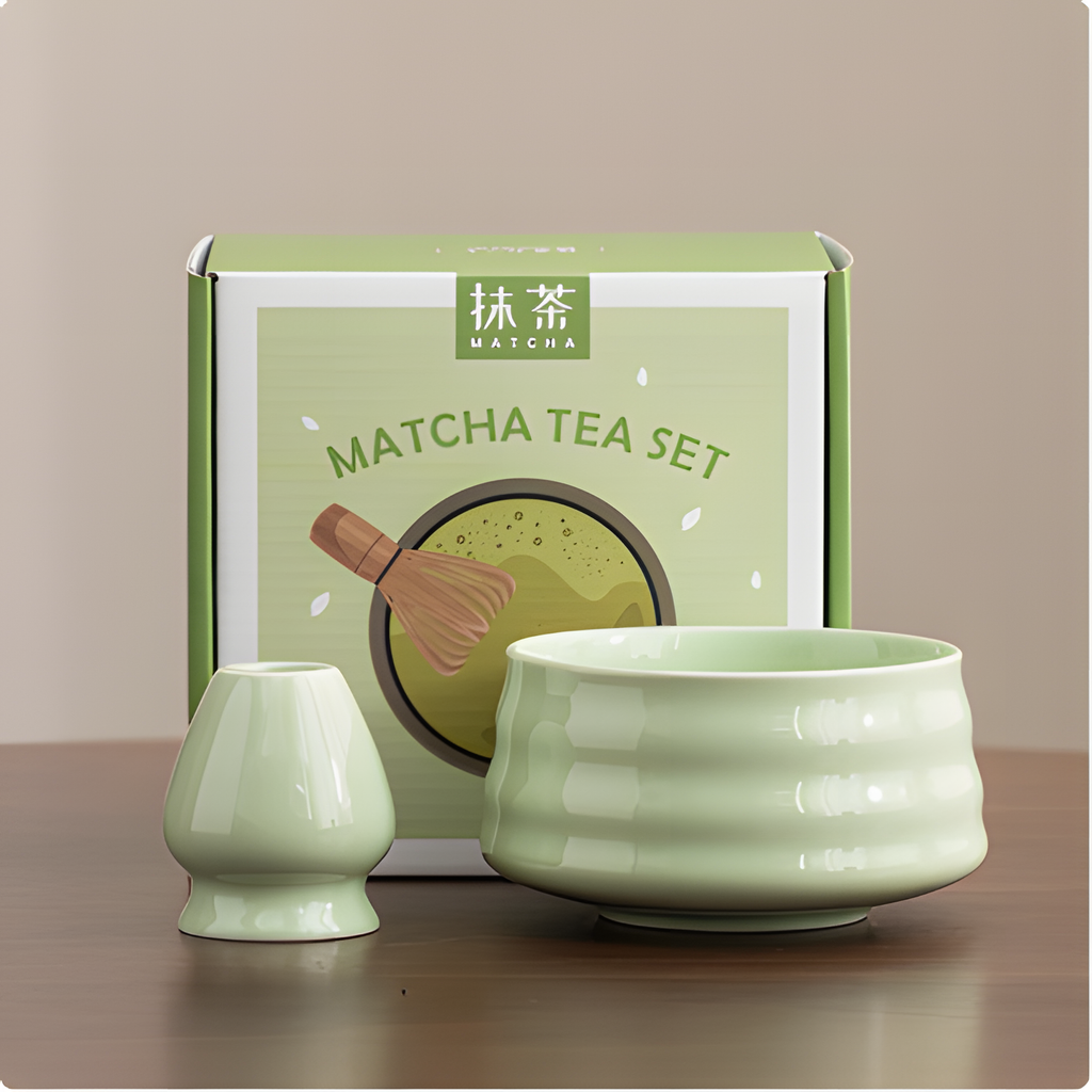 Ceramic Matcha Bowl – Japanese Teaware Set with Whisk Holder | HealthyLivi