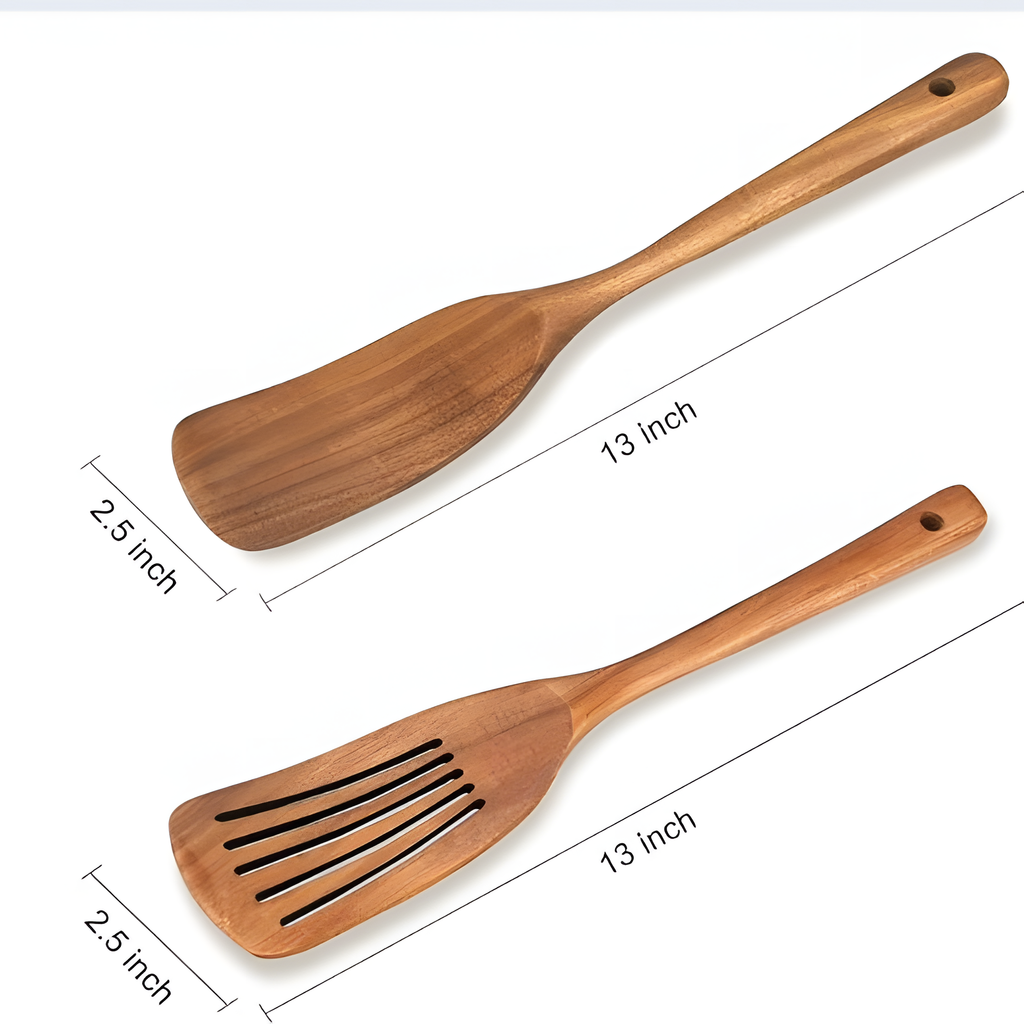 Teak Wood Kitchen Utensil Set – Spatula, Spoon & Salad Tools | HealthyLivi