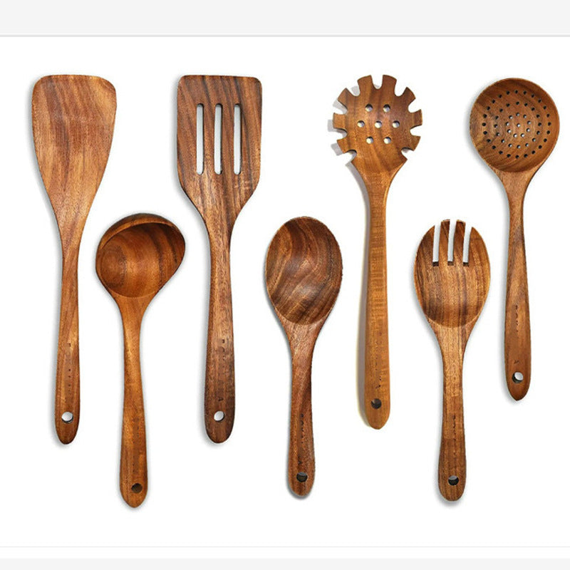 Teak Wood Kitchen Utensil Set – Spatula, Spoon & Salad Tools | HealthyLivi