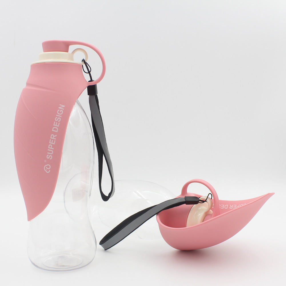 Portable Dog Water Bottle 580ml – Leakproof Flip Cup with Drinking Bowl