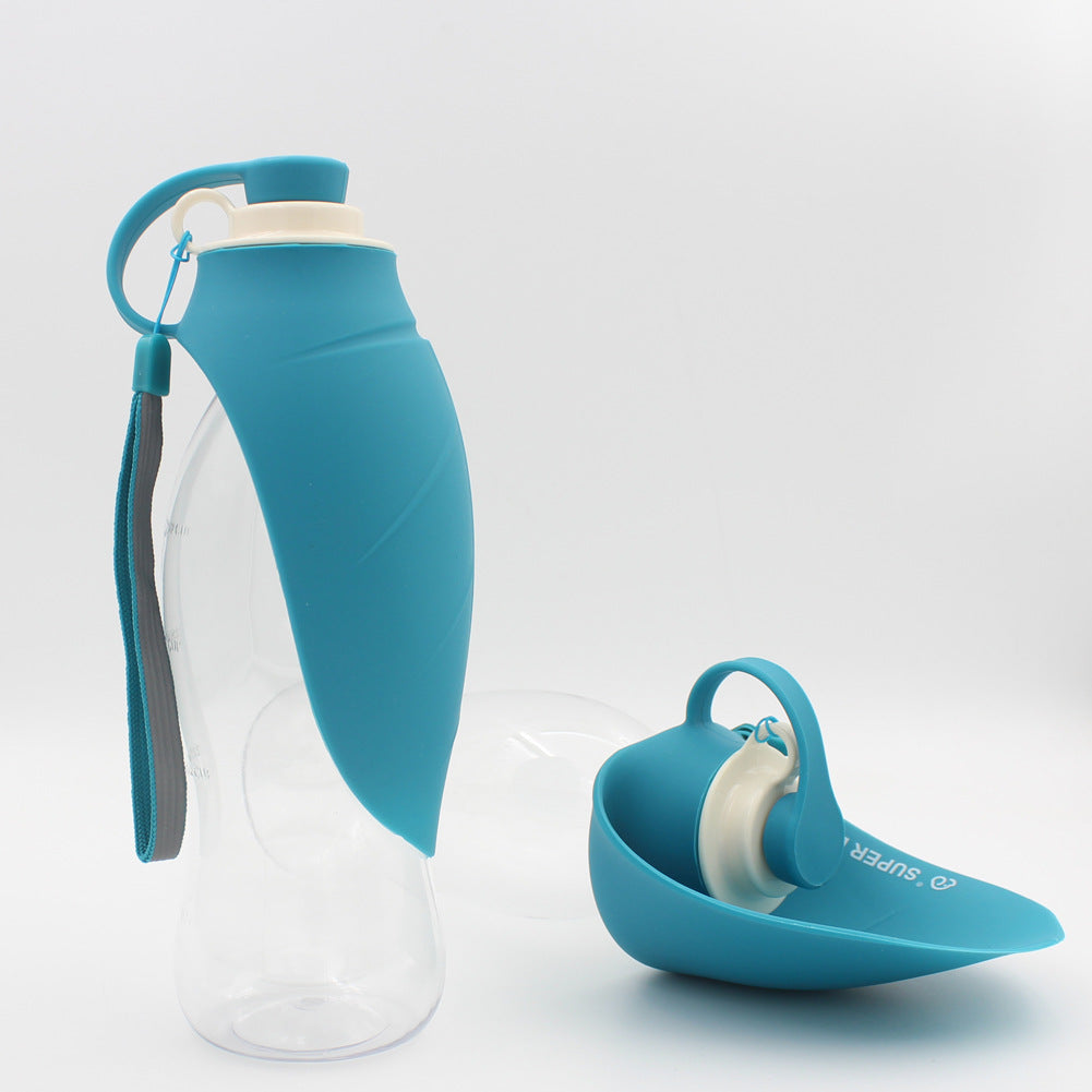 Portable Dog Water Bottle 580ml – Leakproof Flip Cup with Drinking Bowl