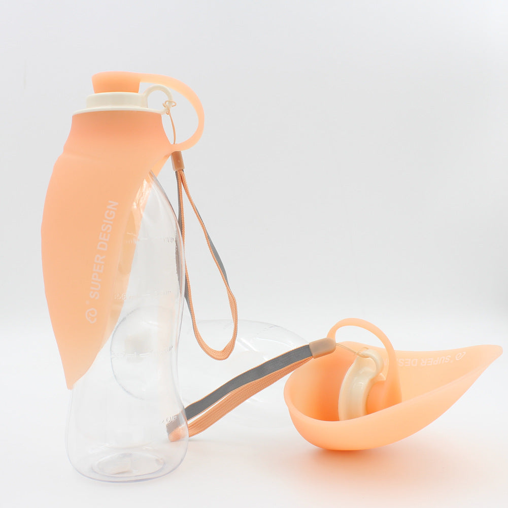 Portable Dog Water Bottle 580ml – Leakproof Flip Cup with Drinking Bowl