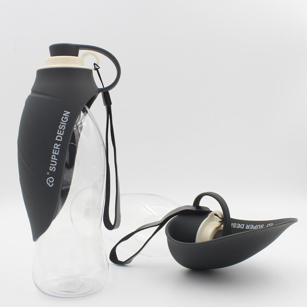 Portable Dog Water Bottle 580ml – Leakproof Flip Cup with Drinking Bowl