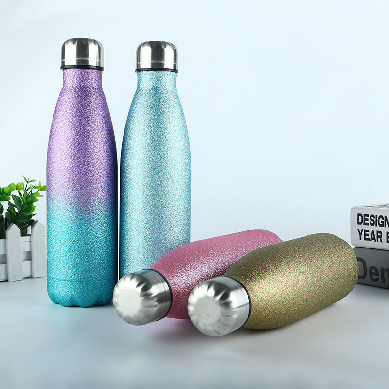 Glitter Vacuum Flask 500ml – 304 Stainless Steel, 12-24h Insulation