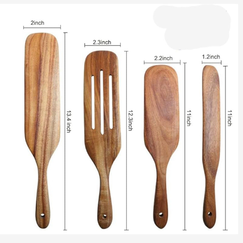 Teak Wood Kitchen Utensil Set – Spatula, Spoon & Salad Tools | HealthyLivi
