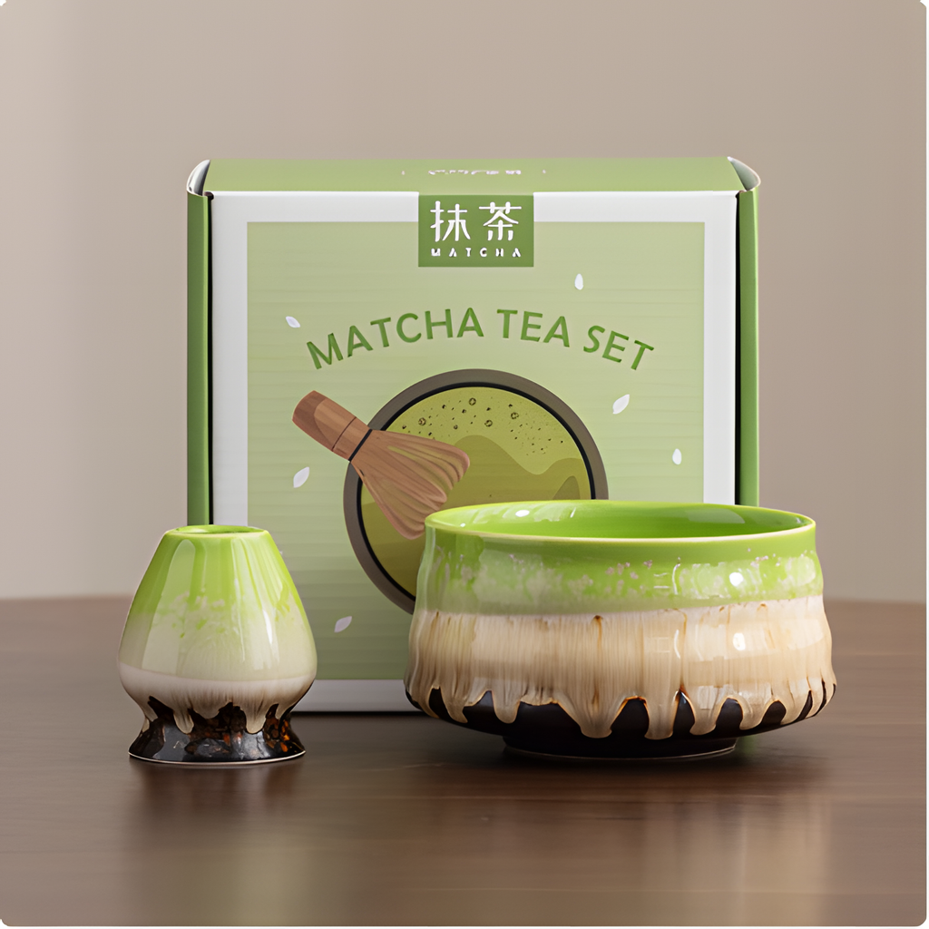 Ceramic Matcha Bowl – Japanese Teaware Set with Whisk Holder | HealthyLivi