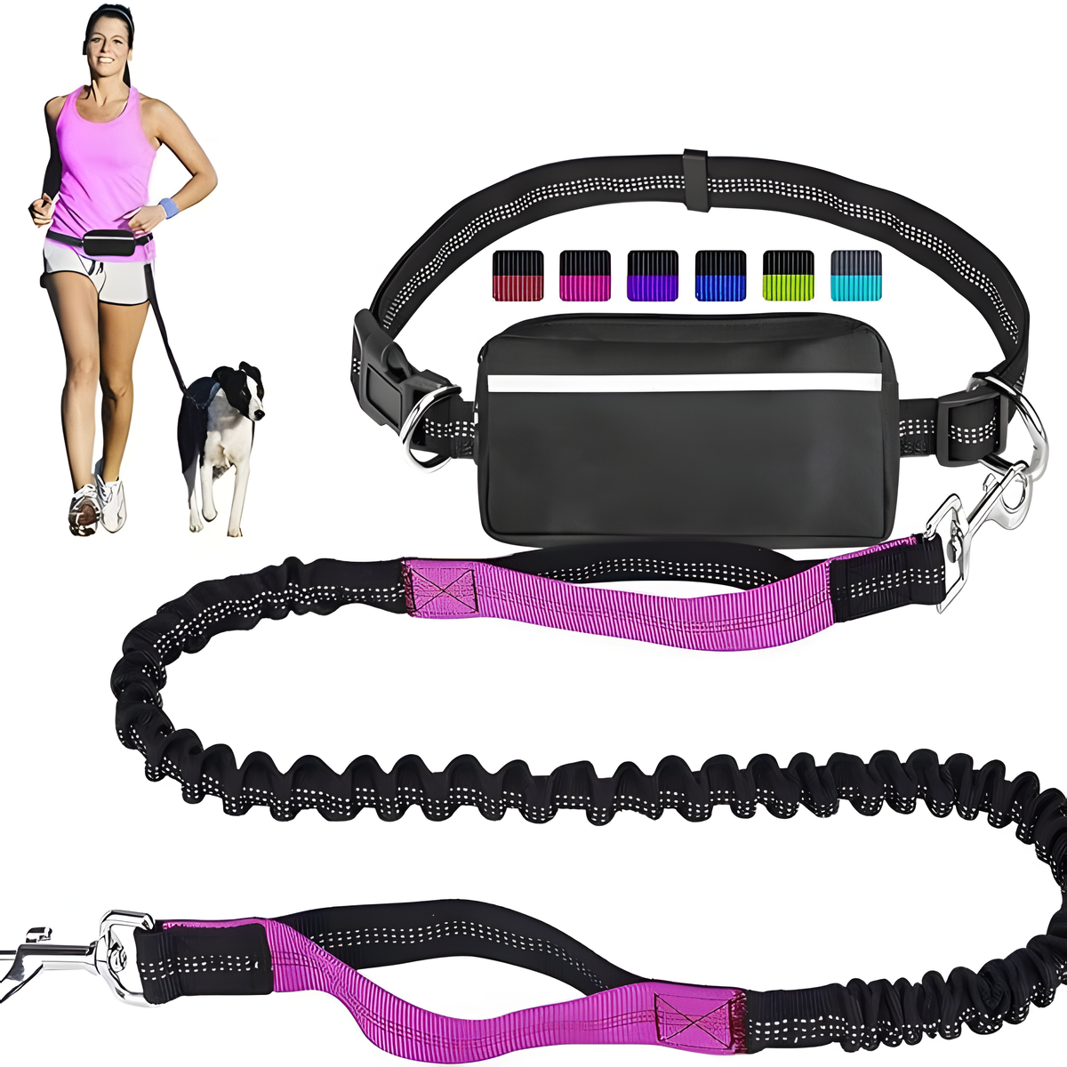 Reflective Pet Running Leash & Waist Pack Set – Hands-Free Dog Lead | HealthyLivi