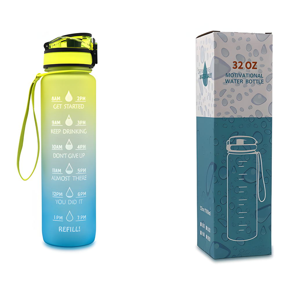 Motivational Water Bottle 1L – BPA-Free Tritan with Time Marker