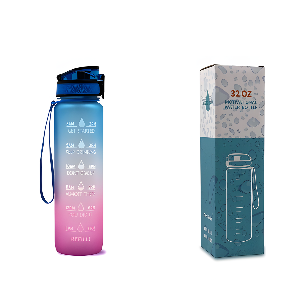 Motivational Water Bottle 1L – BPA-Free Tritan with Time Marker