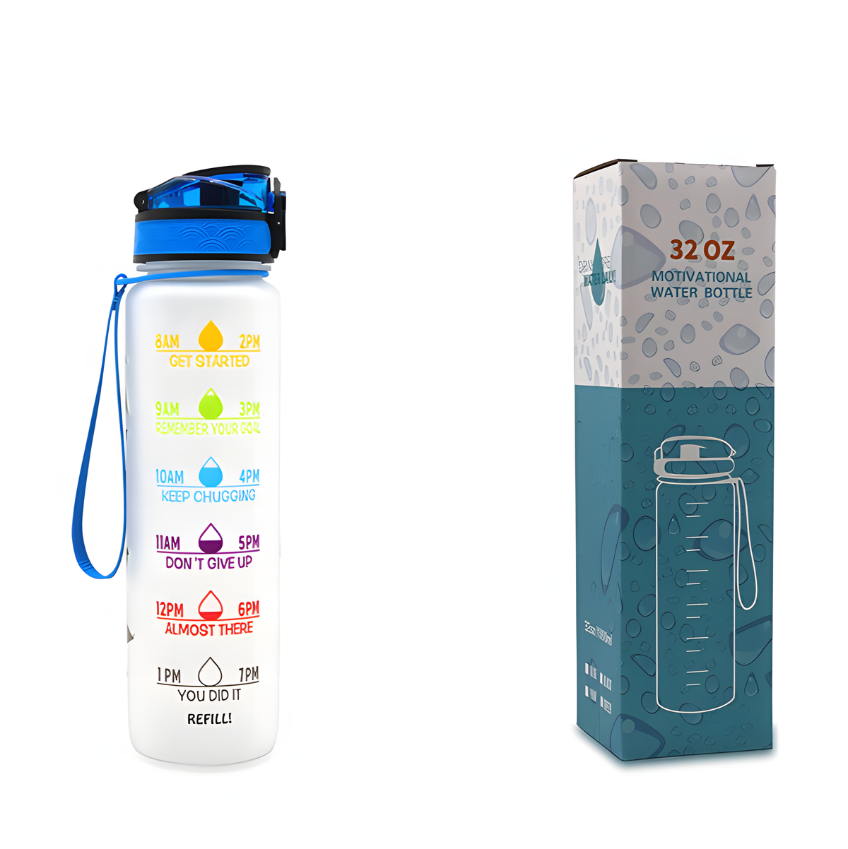Motivational Water Bottle 1L – BPA-Free Tritan with Time Marker