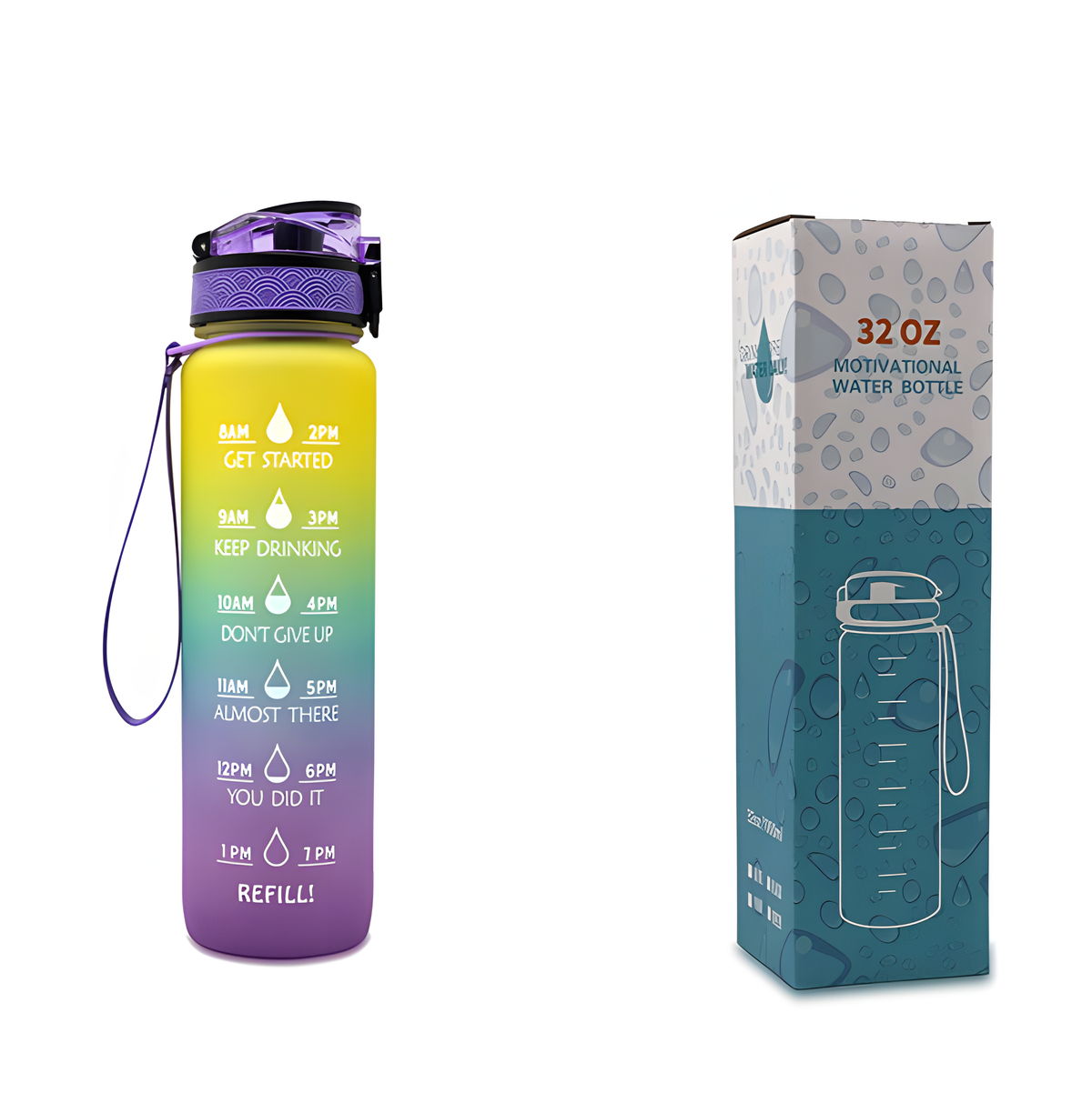 Motivational Water Bottle 1L – BPA-Free Tritan with Time Marker