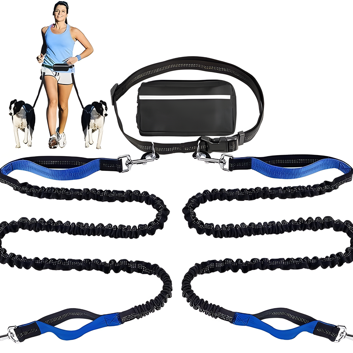 Reflective Pet Running Leash & Waist Pack Set – Hands-Free Dog Lead | HealthyLivi