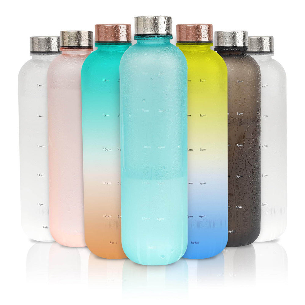 Frosted Gradient Sports Water Bottle 1L – BPA-Free Tritan with Handle