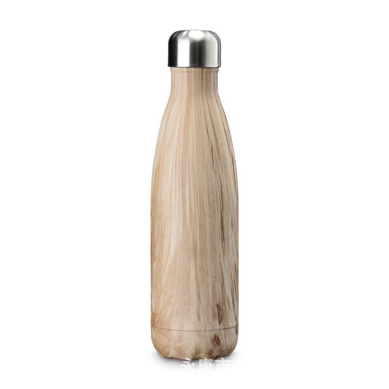 Wood Grain Stainless Steel Thermos 500ml – 304 Steel, 12-24h Insulation