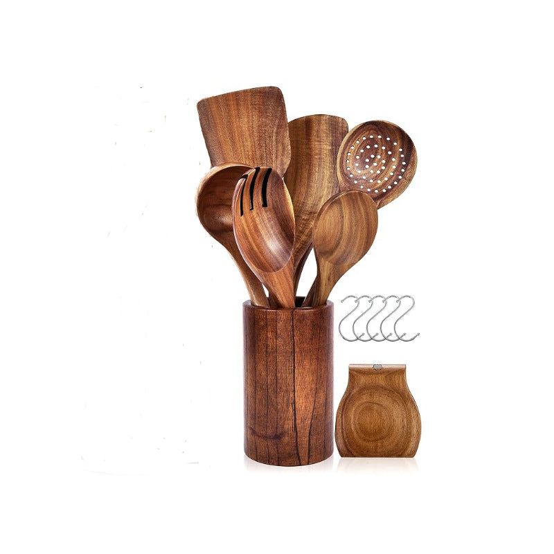 Teak Wood Kitchen Utensil Set – Spatula, Spoon & Salad Tools | HealthyLivi
