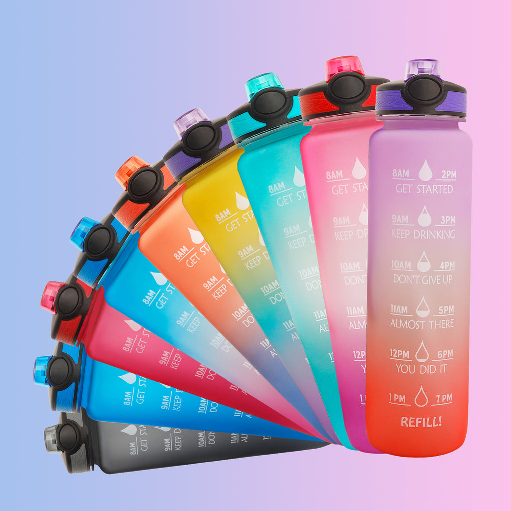 Motivational Water Bottle 1L – BPA-Free Tritan with Time Marker