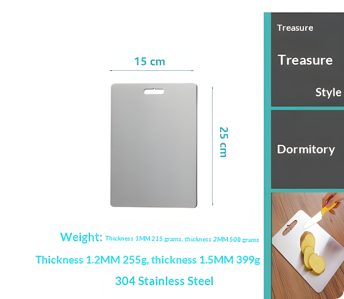 Stainless Steel Double-Sided Cutting & Kneading Board – Food Grade 304, BPA-Free