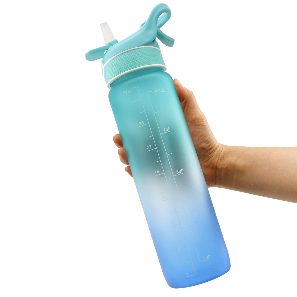 1000ml BPA-Free Sports Water Bottle with Straw & Time Marker