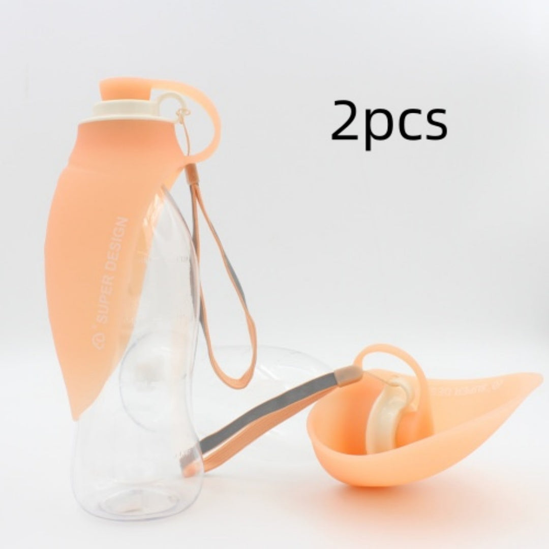 Portable Dog Water Bottle 580ml – Leakproof Flip Cup with Drinking Bowl