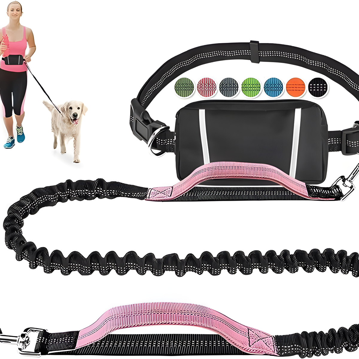 Reflective Pet Running Leash & Waist Pack Set – Hands-Free Dog Lead | HealthyLivi