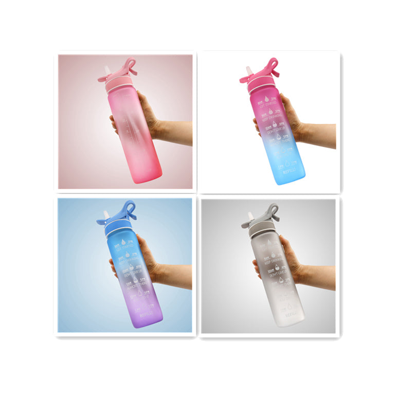 1000ml BPA-Free Sports Water Bottle with Straw & Time Marker
