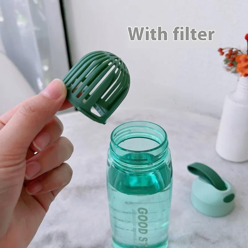 BPA-Free Sports Water Bottle with Filter Screen & Strap