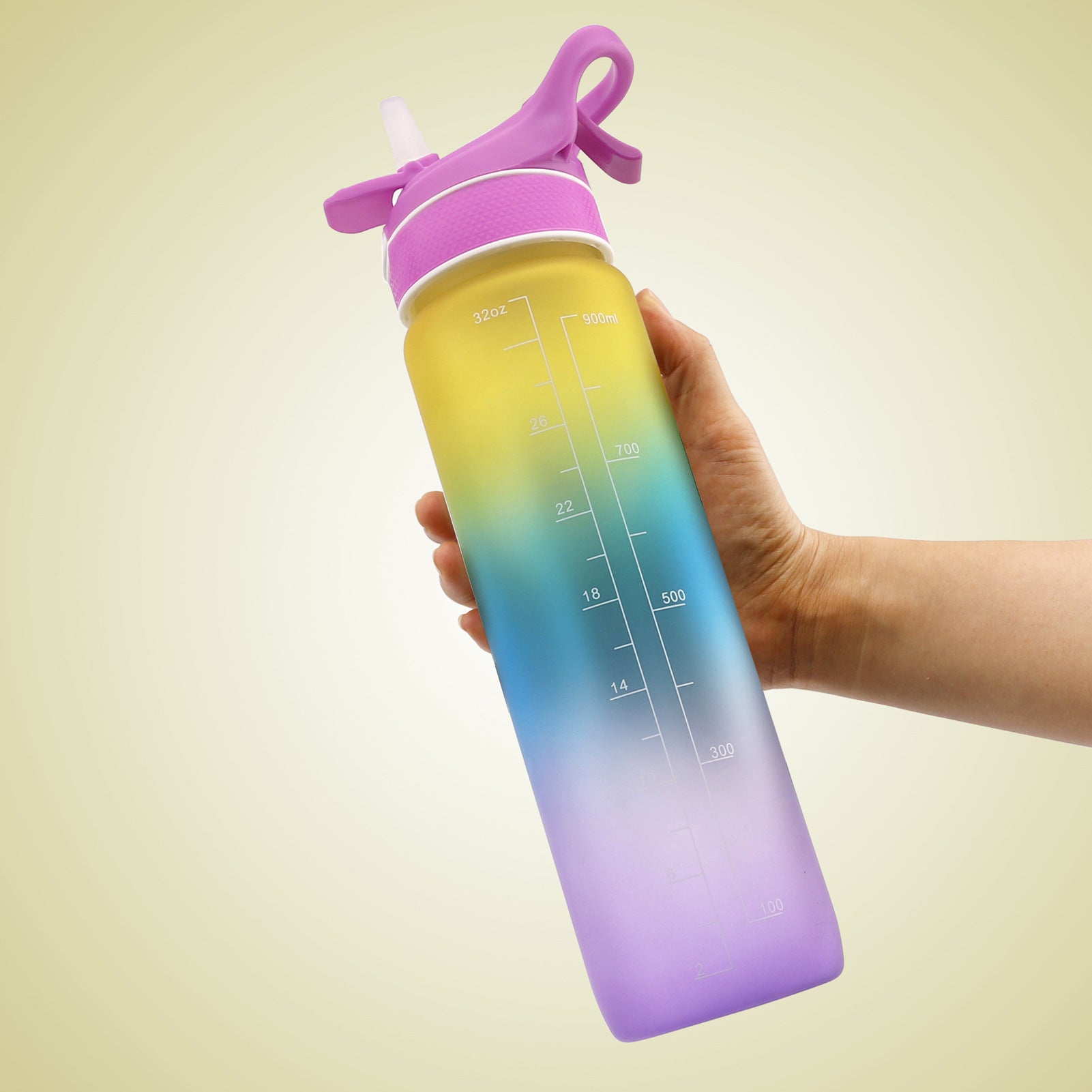 1000ml BPA-Free Sports Water Bottle with Straw & Time Marker