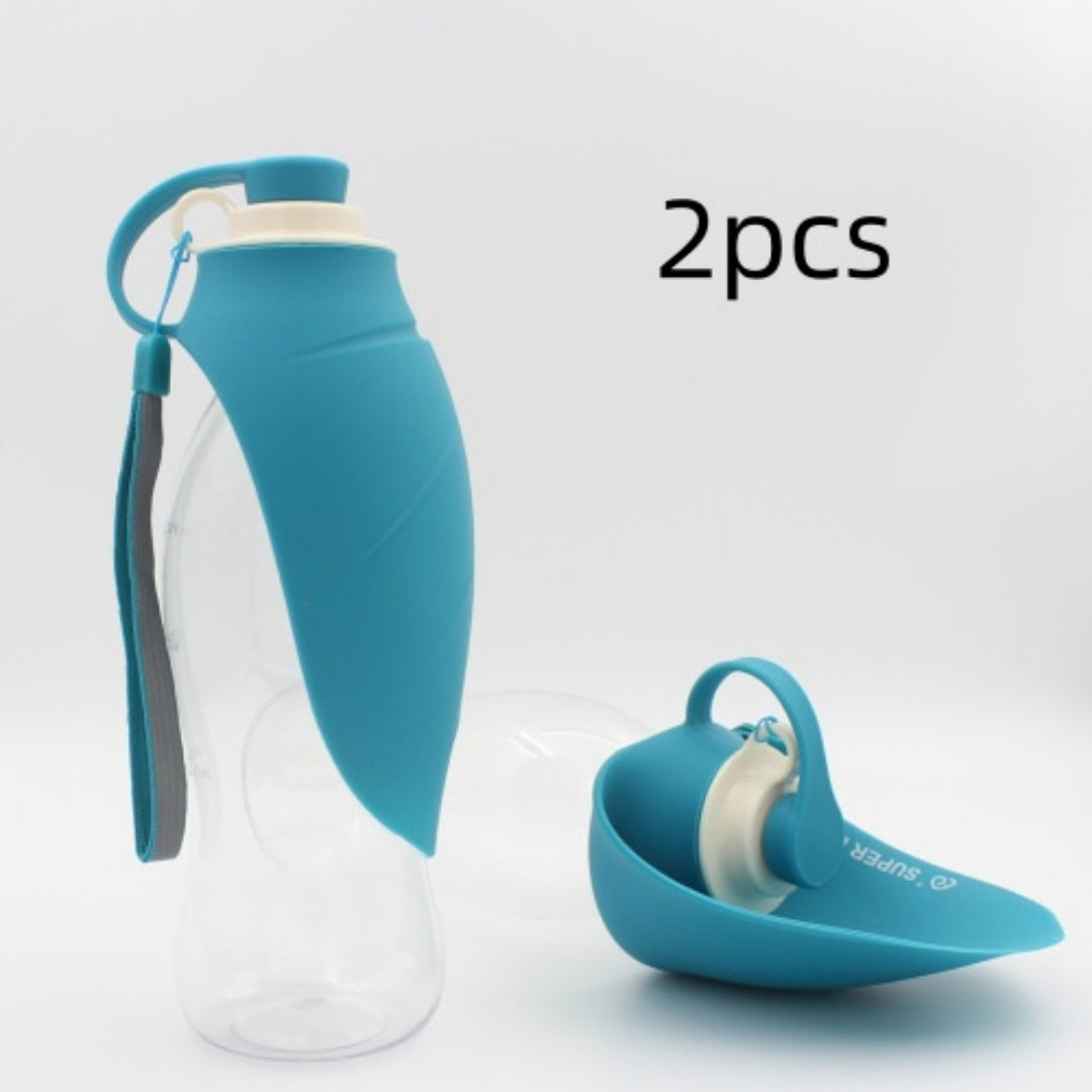 Portable Dog Water Bottle 580ml – Leakproof Flip Cup with Drinking Bowl