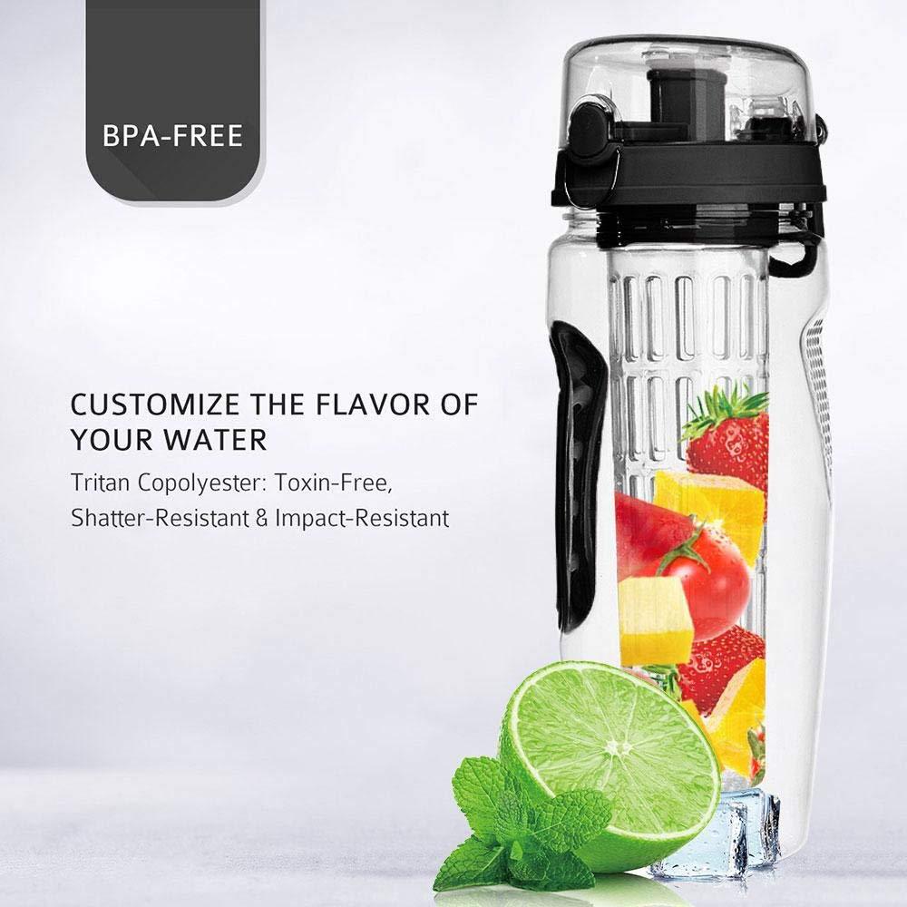 Fruit Infuser Water Bottle (32oz/1L) – BPA-Free Tritan, Leakproof Sport Design
