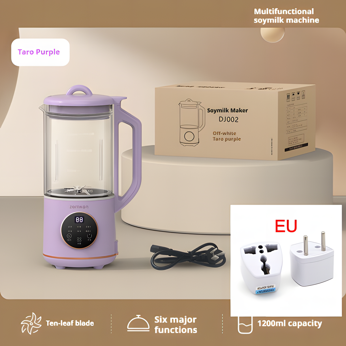 Glass Plant-Based Milk Machine 1.2L – Self-Cleaning, 600W, No Plastic Contact