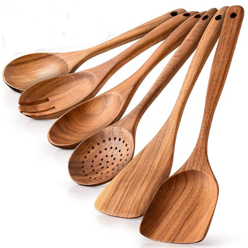 Teak Wood Kitchen Utensil Set – Spatula, Spoon & Salad Tools | HealthyLivi