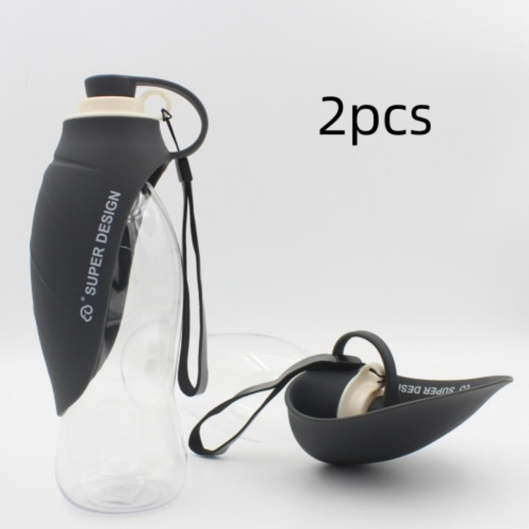 Portable Dog Water Bottle 580ml – Leakproof Flip Cup with Drinking Bowl