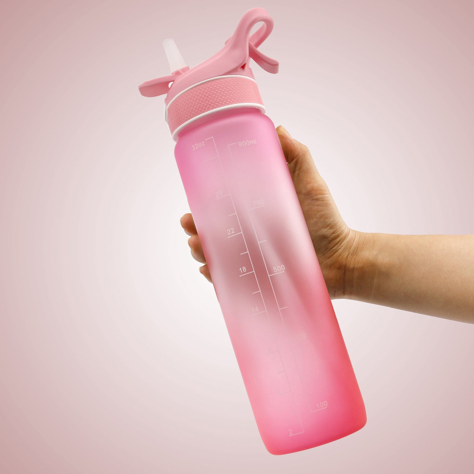 1000ml BPA-Free Sports Water Bottle with Straw & Time Marker
