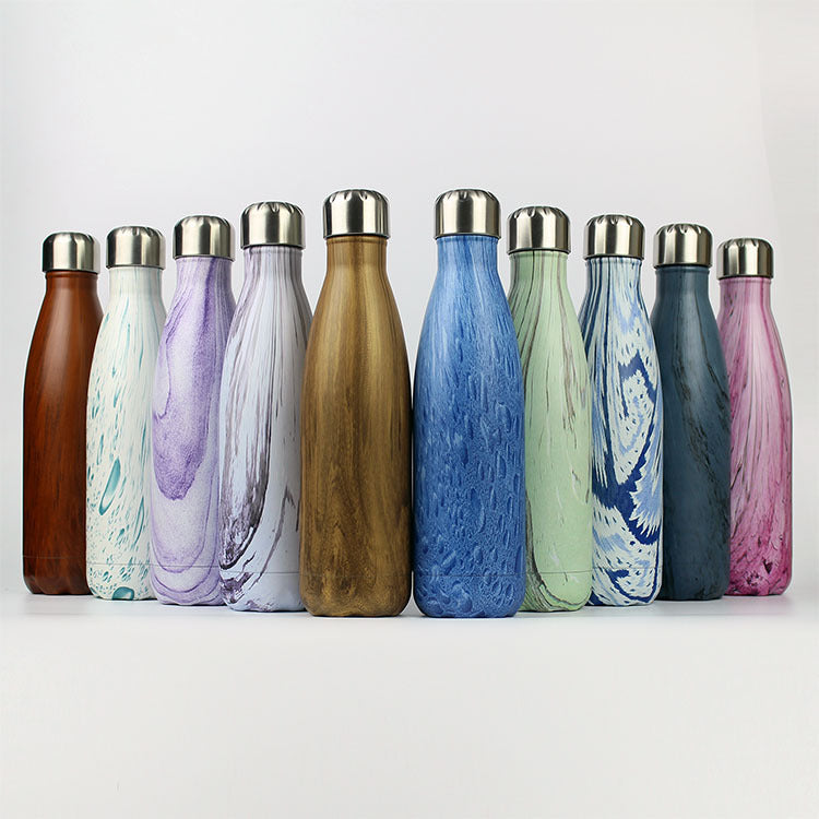 Wood Grain Stainless Steel Thermos 500ml – 304 Steel, 12-24h Insulation
