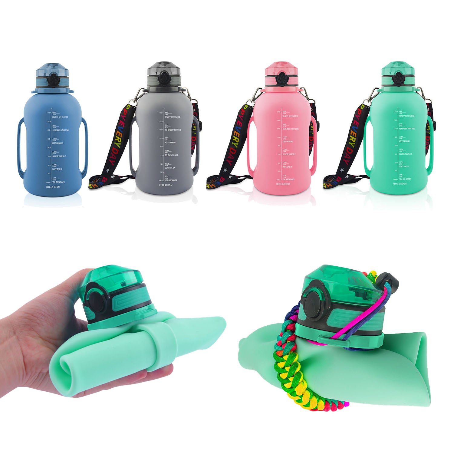 Collapsible Silicone Water Bottle – BPA-Free, Leak-Proof, 2L Foldable Sports Bottle
