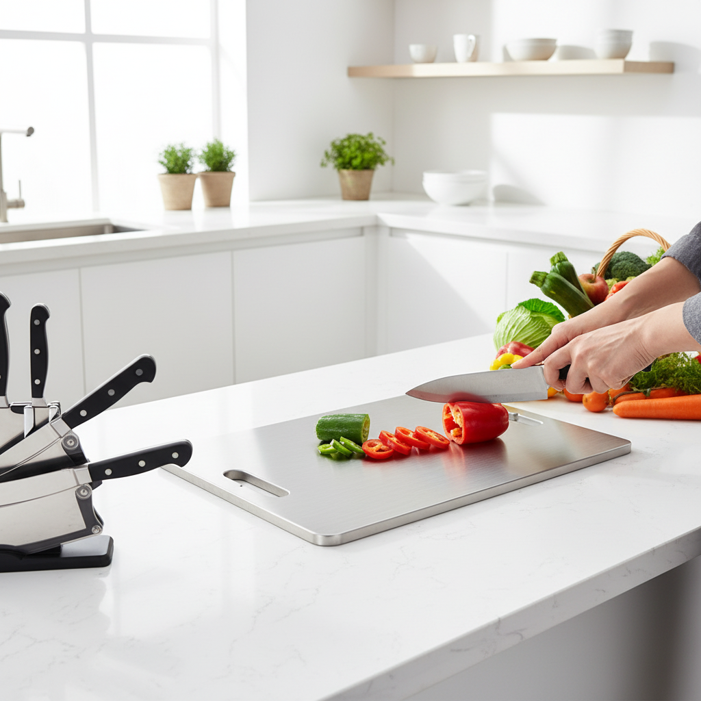 Stainless Steel Double-Sided Cutting & Kneading Board – Food Grade 304, BPA-Free