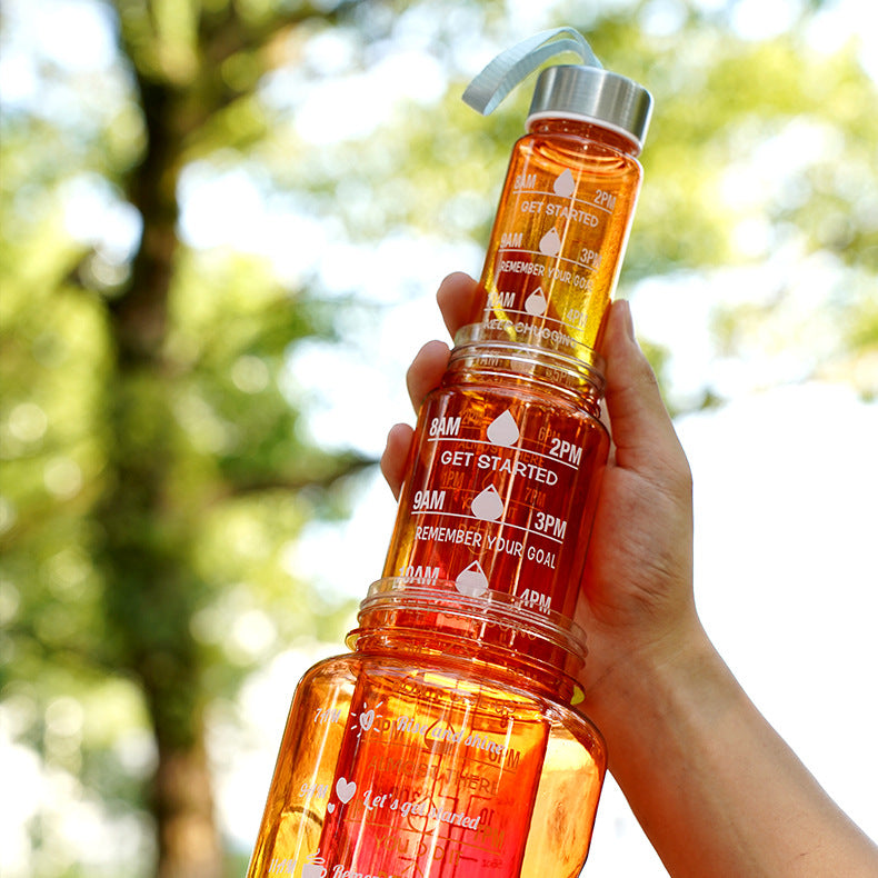 3-Piece Gradient Motivational Water Bottle Set – 2000ml + 750ml + 300ml