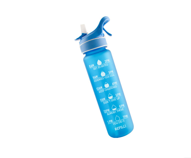 1000ml BPA-Free Sports Water Bottle with Straw & Time Marker