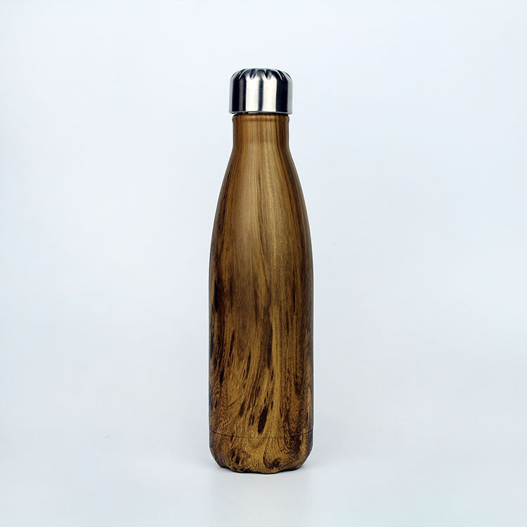 Wood Grain Stainless Steel Thermos 500ml – 304 Steel, 12-24h Insulation