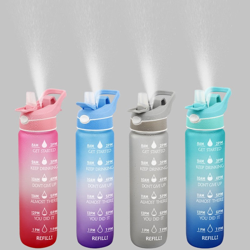 1000ml BPA-Free Sports Water Bottle with Straw & Time Marker